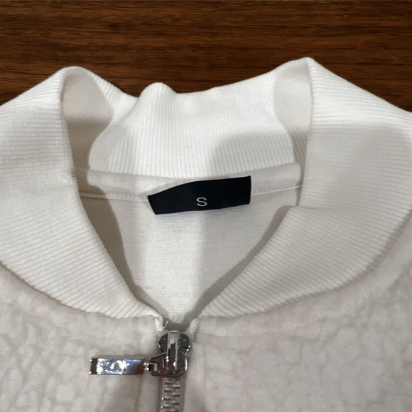 Zyia Jacket White Flying V Fleece Activewear Sherpa Full Zip Jacket Size S - Picture 6 of 11